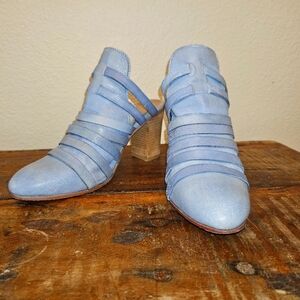 Free People brand blue heeled mules size 8 or 39